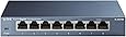 TP-Link TL-SG108, V2 8-Port Gigabit Netzwerk Switch (bis 2000 MBit/s, geschirmte RJ-45 Ports, Metallgehäuse, optimiert Datenverkehr, IGMP-Snooping, unmanaged, lüfterlos) blau metallic