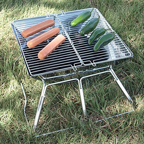 BBQ Portable Holzkohle Grill, Cookey Compact Folding Camping Herd Aus Edelstahl, Ideal für Camping, Picknicks, Hinterhöfe - 7
