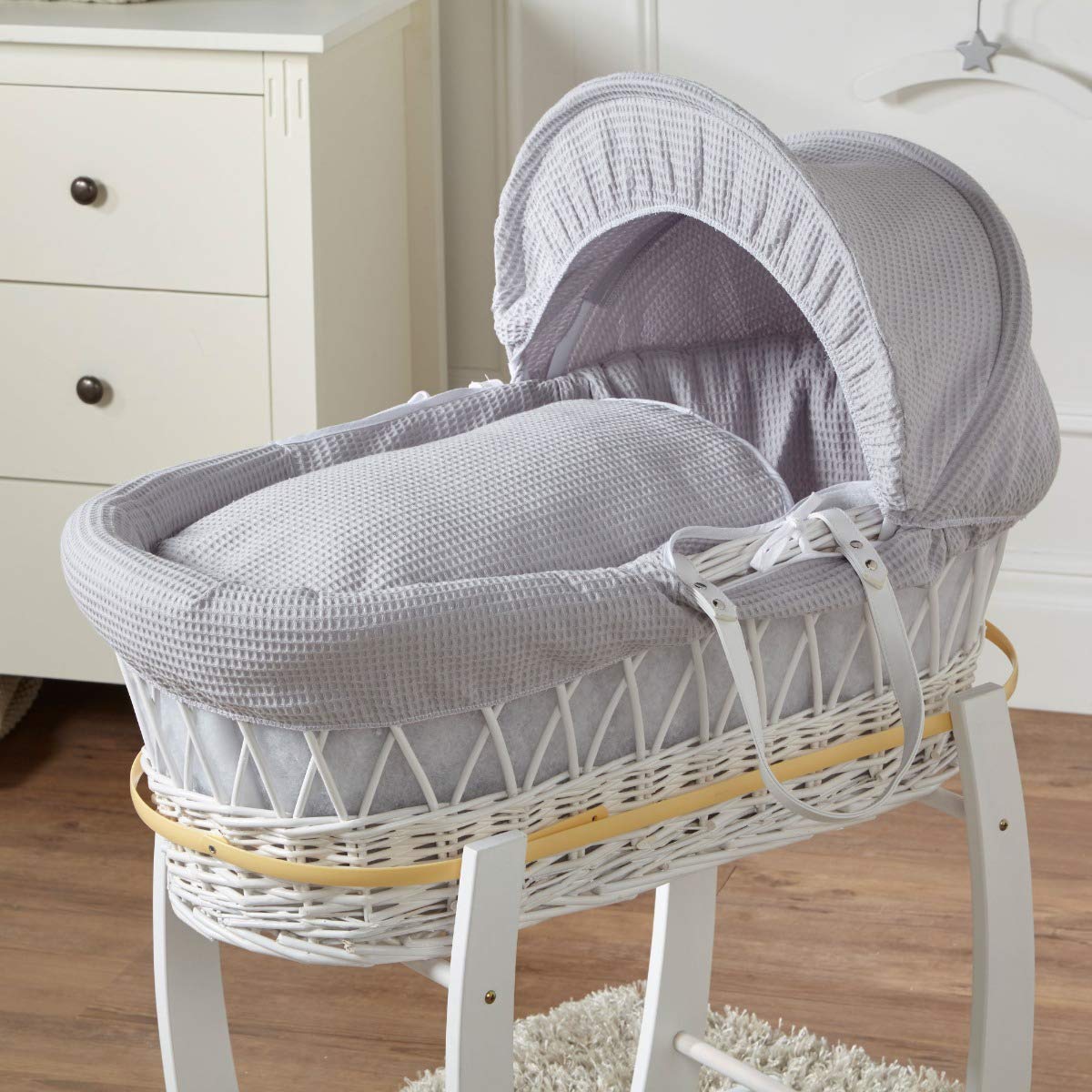 grey rocking moses basket