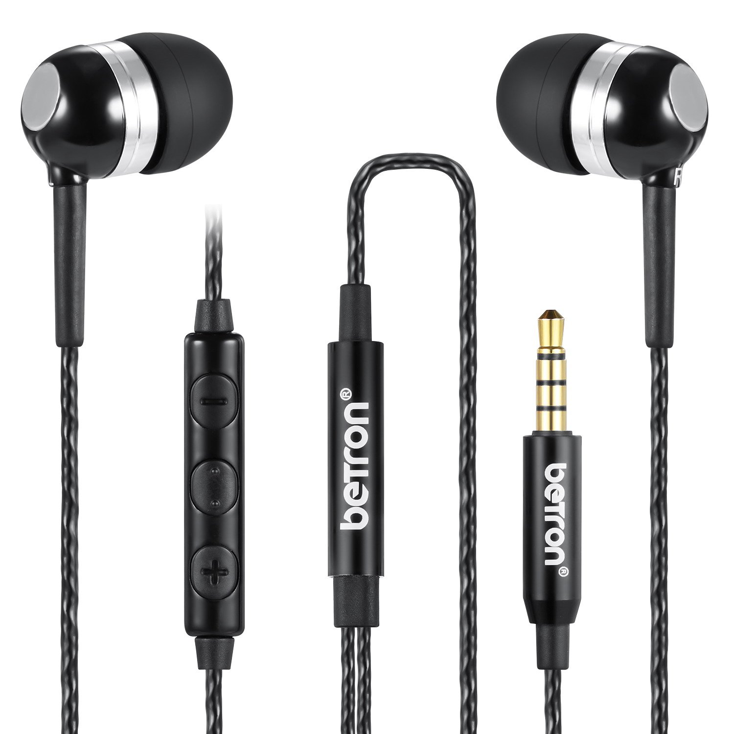 Betron Wired in Ear Headphones Earphones With Microphone, Noise