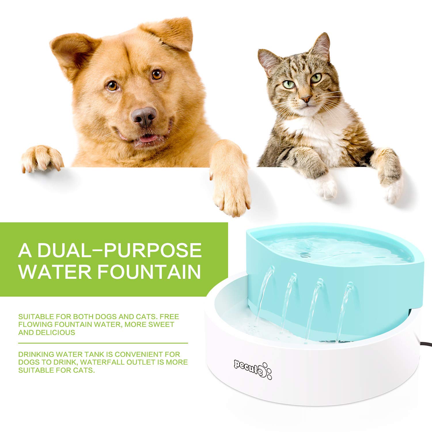 Pecute Fontana per Gatto,45DB Ultra-Quiet Automatic Circulation, per Gatti e Cani - immagine 5
