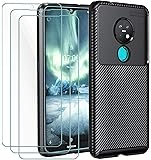 ivoler Case for Nokia Nokia Pack Tempered Glass Screen  Protector, Carbon Fiber Design Shock Absorption Bumper Cover, Slim Soft  Silicone