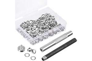 VOKMON 1/4 Inch Grommet Tool Kit, 100 Sets Eyelet Punch Kit Grommet Setting Tool for Fabric Curtain Eyelet Kit with Storage Box Grommet for Tarpaulin Fabric Curtains