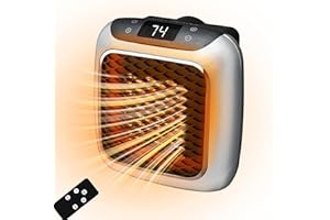 DSLIHA Small Heater - 2023 Upgraded Smart Space Electric Heater, 800W Wall Heat Space Portable Fan Heater With Adjustable Thermostat and Timer, LED Display, Safe Heater for Home Bedroom Office Dorm Travel