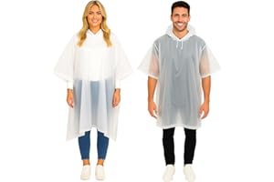 REDSTAR 2 Pack of Rain Poncho Waterproof Adult Raincoats - Waterproof Rain Coats for Men or Ladies Raincoat - Reusable Waterproof Poncho Festival Accessories - Waterproof Ponchos Adults Rain Coat