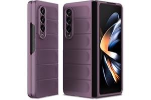 BonYonka Silikonowy Etui do Samsung Galaxy Z Fold 4, Miękką Wyściółką Wewnętrzną z Mikrofibry, Obiektywem Aparatu Pełna Ochrona, Osłona Odporna na Uderzenia - fioletowe