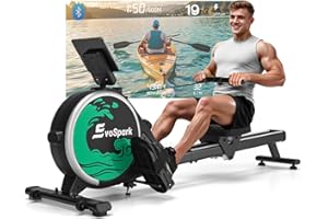 Rowing Machine for Home Gym, EvoSpark Magnetic Rowing Machines 350 LB Weight Capacity - Foldable Rower for Home Use with App Supported, Upgrade to Double Slide Rail
