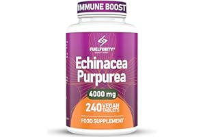 FUELFINITY Premium UK Echinacea Whole Plant Extract Tablets 240 Tablets of Maximum Strength 4000mg | Double Extraction for Advanced Immune Support, Non-GMO, Made in The UK