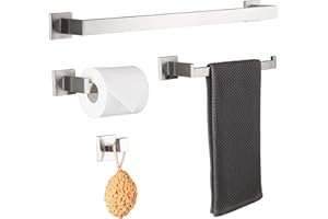 DUFU 4 Pezzi Porta Asciugamani Set di Accessori di Ferramenta di Bagno di Parete, per Salviette, Carta Igienica, Ganci Acciaio Inossidabile Argento Spazzolato