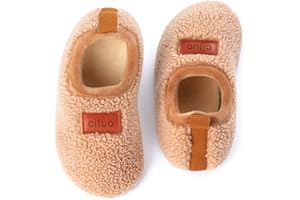Dream Bridge Pantoufles pour Tout-Petits, Pantoufles en Molleton Sherpa pour Enfants avec Semelle antidérapante pour garçons et Filles