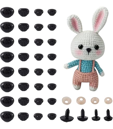 100 Nasi Di Sicurezza Per Peluche - Nasi In Plastica Neri Con Rondelle, Per Bambole E Animali Fai Da Te - Foto 2