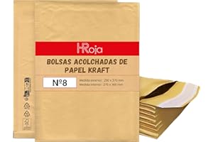HRoja - Sobres Acolchados de Papel Kraft con Burbujas, 10 unds - 290 x 370 mm - Hecho en Europa, Autoadhesivos y Resistentes para Envíos y Transporte de Paquetes - Antimanipulación y Antigolpes