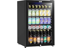 Baridi 115L Under Counter Drinks/Beer & Wine Cooler Fridge with Light, Black - DH223