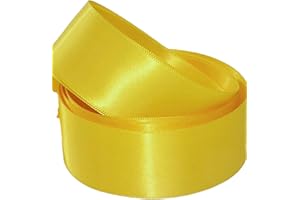 GCS LONDON Yellow Satin Ribbon - 50mm Wide - 5 Meter - for Gifts Wrap, Sew, Decorations, Party, Dress, Crafts, Bow, Events, Car and mo