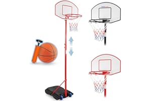 Infantastic® Basketballkorb - Outdoor und Indoor, für Kinder, Höhenverstellbar (148-200), mit Ständer, Luftpumpe, Basketball, Tragbar, Räder - Basketballständer, Korbanlage, Basketballanlage