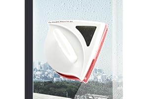 WGUST Magnetic Window Cleaner for Double Layer Windows, Enhanced Powerful Magnets, Double-Sided Window Cleaning Tool, Anti Drop, Scratch Free and Water Storage (Red 15-24mm)