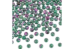 OLYCRAFT - 128 Perlas de Piedra Natural de Rubí Zoisita, Redondas, Piedras Preciosas a Granel, Piedra de Energía para Pulsera, Collar y Fabricación de Joyas