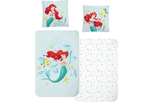 MTOnlinehandel Ropa de cama de franela de 135 x 200 cm, franela para niña, princesa Ariel, sirena, suave para invierno, 1 funda de almohada de 80 x 80 cm + funda nórdica de 135 x 200, 100% algodón