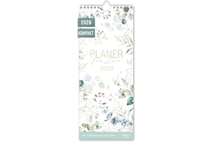 ‎HÄFFT Häfft® Planer für Zwei Kompakt 2026 Paarkalender mit 3 Spalten "Blattgold" 13 x 32 cm - Wandkalender für 12 Monate: Jan bis Dez 2026, Paarplaner Wandplaner - nachhaltig & klimafreundlich