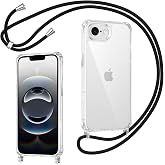 Coiwxmoi Transparent Case for iPhone 16e/SE 4/SE 2025 with Rope, Anti-Shock Anti-Scratch Case with Pendant Necklace Adjustabl