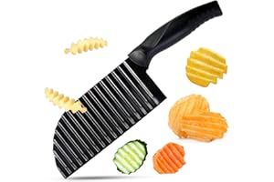 Quelcc Wellenschneider, Kartoffelschneider, Mehrzweck Gemüseschneider,Pommesschneider, Edelstahl Crinkle Chip Cutter, Riffelmesser Crinkle, für Gemüse Obst Frucht Kartoffel