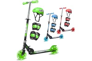 TANGO INNOVATIONS 2 Wheel Scooter For Kids Ages 8-12 & 4-7 | Light Up Wheels | Helmet & Pads Included | Folding, Lightweight & Adjustable Handlebars | Girls & Boys