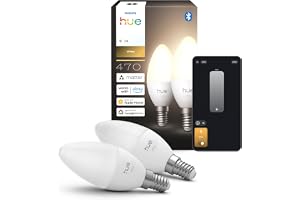 Hue Smart LED-lampa Kronljus, B39, E14, 2-pack, Varmvitt Ljus 2 700 K, 470 lm, Låg Dimring, Alexa, Google Home, Apple Home