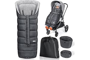 Orzbow Sacco Passeggino Universale Invernale, Lunga Coprigambe Passeggino Universale con Cerniera, Impermeabile, File, Lunghezza Regolabile, Antiscivolo, Facile da Usare, 97/117 * 44cm, Grigio Scuro