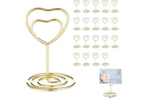 YOUTHLOXUS 20Pcs Table Number Holders, 2Inch Mini Heart Shaped Photo Holders for Tables, Table Number Stands for Wedding Party Graduation Reception Restaurant Home Centerpiece Decorations Office Memo (Gold)
