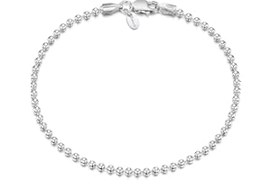 Amberta 925 srebro wysokiej próby 2 mm łańcuszek kulkowy bransoletka rozmiar 18 cm 19 cm