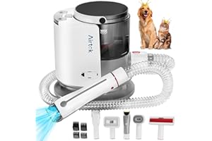 AIRTOK Hundeschermaschine mit Staubsauger, Haustierpflegeset mit 13000 Pa Saugkraft, Saugt 99.99% der Tierhaare, Ultraleise Hund Katze Tierhaarschneidemaschine mit 7 Pflegewerkzeugen, 1.5L