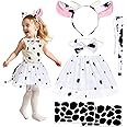 HONMOK Kids Halloween Animals Costume for 3-10y Girls, Tiger/Dalmatian/Donkey/Cow/Pig/Leopard/Mouse/Giraffe/Black Cat/Zebra Fancy Dress Up Outfits for Nativity Christmas Cosplay Accessories