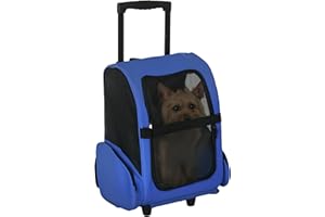 PawHut Parc pour chiot 2 en 1 trolley chariot sac à dos sac de transport à roulettes pour chien chat