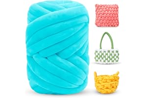 LEREATI Thick Chunky Yarn for Arm Knitting Jumbo Tube Yarn Soft Chunky Knit Blanket Yarn, Velvet Yarn for Crocheting Handbags Hand Knitting Pet Bed Rugs Pillows Crafts (500g, Aqua Blue)