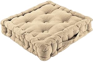 Home Bed & Bath 100% Cotton Booster Cushion Chunky Thick Seat Pads Adults Chair/Armchair/Garden Chair/Dining (Biscuit, 2 Seats)