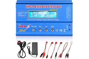 VORTEXQ6 Lipo Battery Charger, 80W 6A Lipo Battery Balance Charger, RC Battery Charger with Power Adapter for LiPo, RC Hobby, Pb Blue, Li-ion, Li-Fe, NiCd,Li-ion, NiMH