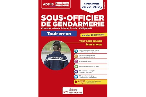 Concours Sous-officier de gendarmerie - Catégorie B - Tout-en-un - 20 tutos offerts: Gendarme externe, interne et 3e voie - Concours 2022-2023