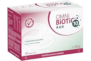 OMNi BiOTiC 10 AAD | 30 sobres (150 g) | 10 cepas bacterianas | 10 mil millones de bacterias por dosis diaria | Polvo | Con inulina | Vegano | Sin gluten | Sin lactosa | Para uso diario