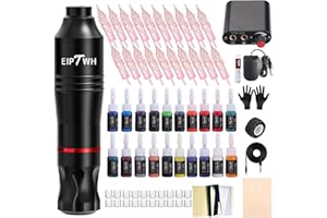 EIPTWH Tattoo Maschine Set,20PCS Tattoo Nadeln Patronen Komplettes Tattoo Set für Anfänger mit 20 Farben Tattoo Tinte Set,Tattoo Maschine Set Anfänger