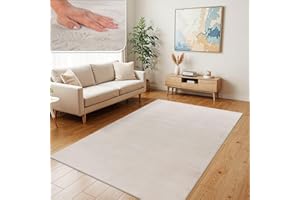 ‎TT HOME TT Home Wohnzimmer Teppich Hochflor Langflor Kunstfell Weich Modern Unifarben Flauschig, Farbe: Creme, Größe:200x280 cm
