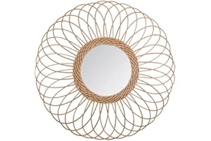 ATMOSPHERA CREATEUR D'INTERIEUR Espejo Decorativo Fabricado en Mimbre D.56 cm - D. 56,5 x D. 3,7 cm, Beige, L. 58 x l. 2,2 x H. 58 cm