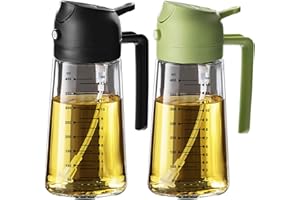 TrendPlain Spruzzino Olio per Friggitrice Aria 470ml, Dosatore Olio 2 in 1, Oliera Spray per Cucina, Insalata e Aceto, Accessori Cucina senza BPA - Nero e Verde