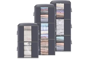 GARPROVM 8pcs Borsa portaoggetti grande 80L, armadio pieghevole per riporre abiti, Borsa portaoggetti sottoletto in tessuto non tessuto per piumini vestiti coperte trapunte, grigio 50x50x32cm