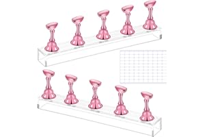 Prasacco Nagel Display Ständer, Acryl Nagelständer 2 Set Nagel Stander für Press on Nails Display Magnetischer Nagelständer mit Doppelseitiges Klebeband für Nagel Designing (Roségold)