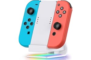 HELLCOOL 2 IN 1 Switch Charging Dock,Switch Controller Charger with RGB Light/Charging Cable/Switch Controller Holder/Switch Stands,Joy Con Charger Compatible with Nintendo Switch/OLED