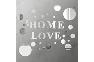 milaosk 34 szt. lustrzane naklejki ścienne, akrylowe 3D lustro ścienne zrób to sam efekt lustra naklejki ścienne płytki lustrzane samoprzylepne lustro dekoracyjne "Love Home" litera usuwalne naklejki ścienne do sypialni