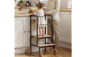 COSYLAND Inlärningstorn från 1 år Montessori Learning Tower Stål Stabil