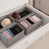 Deconox 4 Piece One Size Foldable Drawer Organizer Set | In-Cabinet Storage Box | Organize Underwear, Socks and Accessories