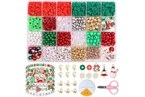 QXNDXQ 1585 PCS Kit per Creare Braccialetti di Natale, Perline di Natale per la Creazione di Gioielli, Set Collane fai da te Natalizio, Regali per Ragazze di Natale