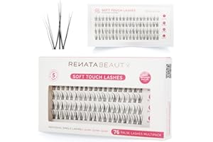 RB RENATA BEAUTY Renata Beauty Ciglia Soft Touch - Multipack 76 pezzi, Lunghezze Miste (10mm, 12mm, 14mm), Volume Delicato, Applicazione Facile, Riutilizzabili, Ideali per un Effetto Occhi Sottili e Dolci
